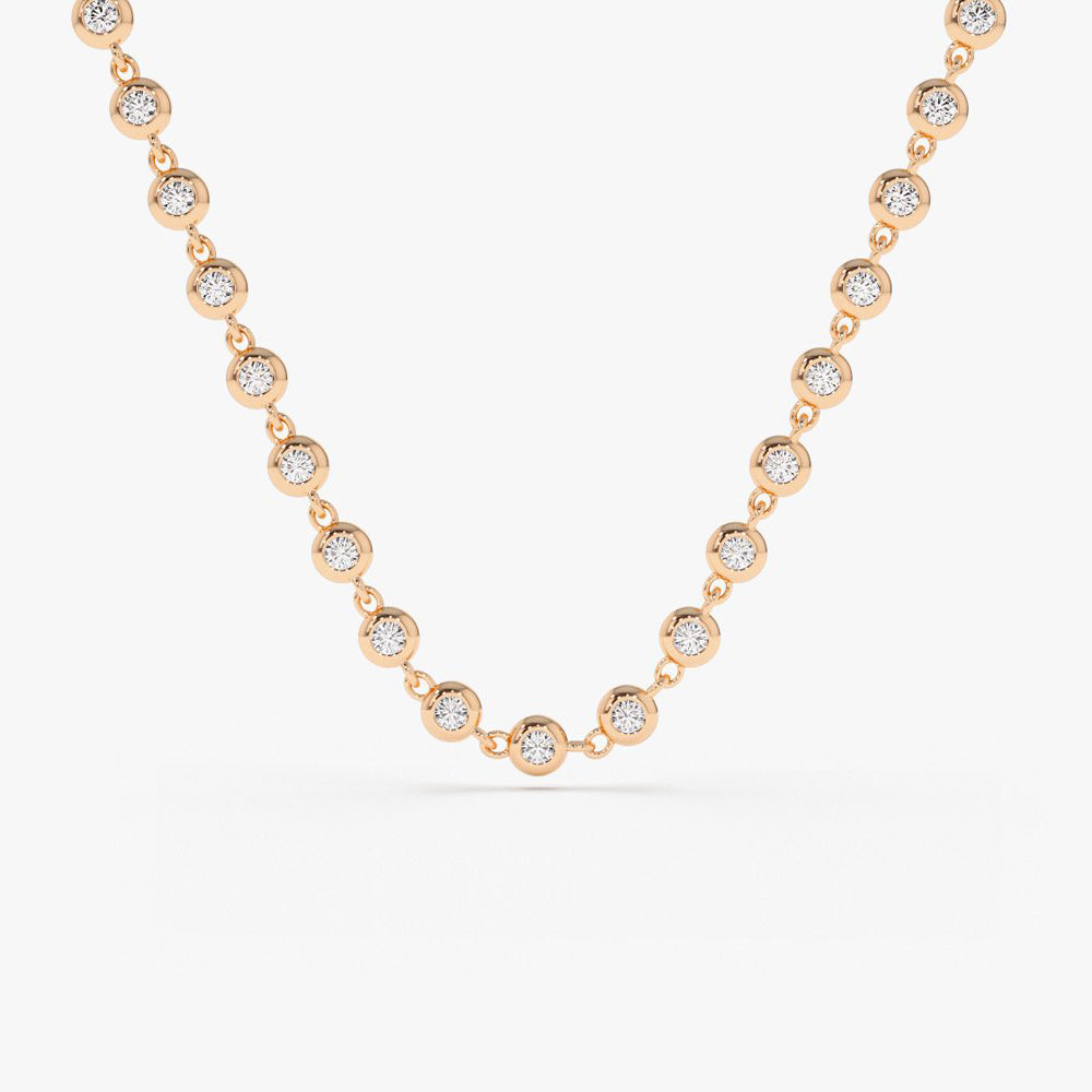 Gleam Rose Gold Tennis Chain Necklace | Astrid & Miyu Necklace